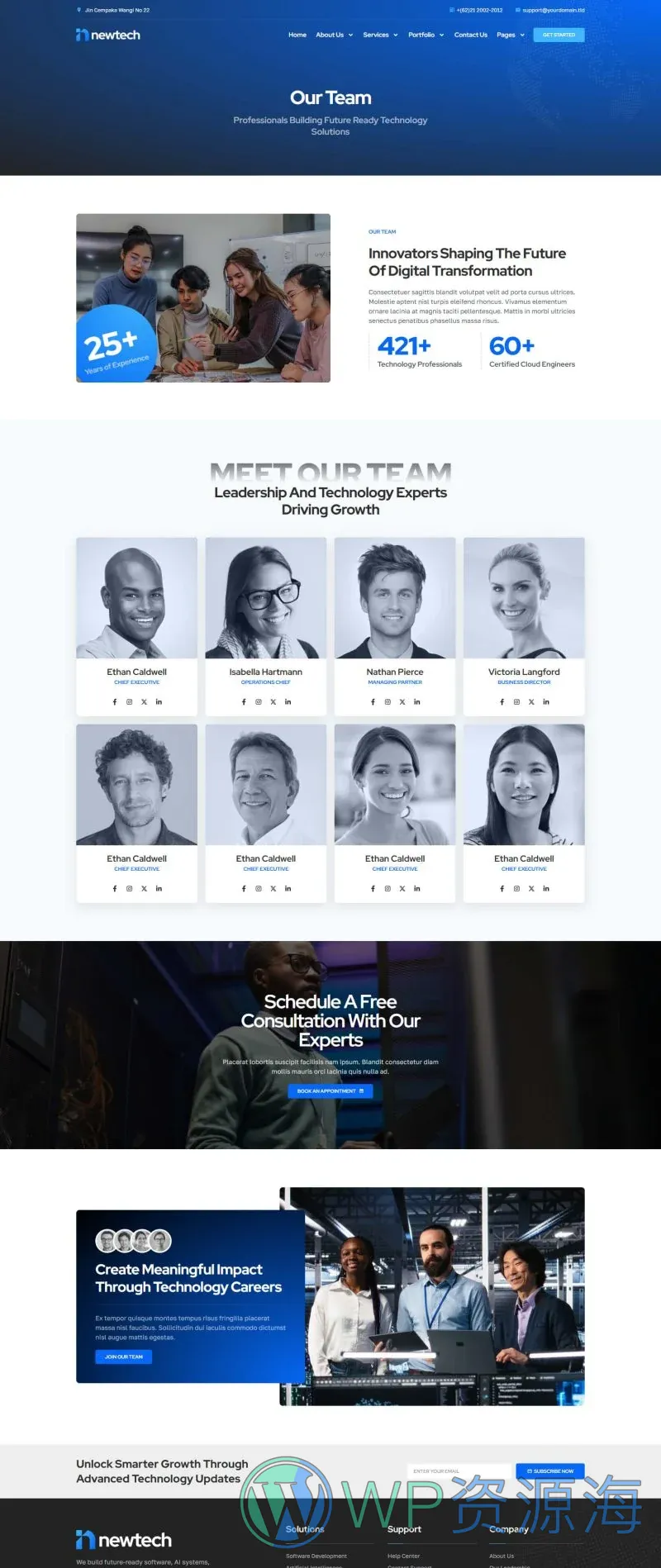 IT服务公司Elementor网站模板_一键导入快速建站插图7-WP资源海 IT互联网 Elementor 模板团队页面预览