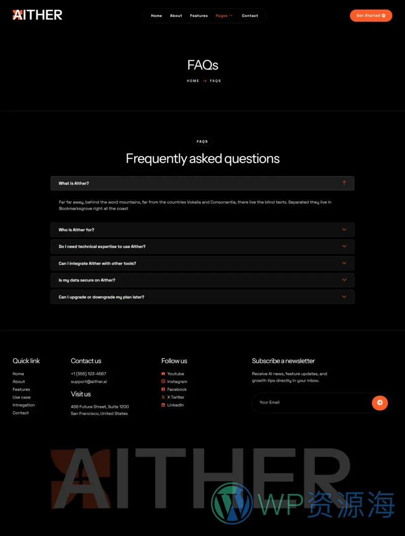 AI初创SaaS官网Elementor网站模板_一键导入快速建站插图4-WP资源海 AI Elementor 模板常见问题预览