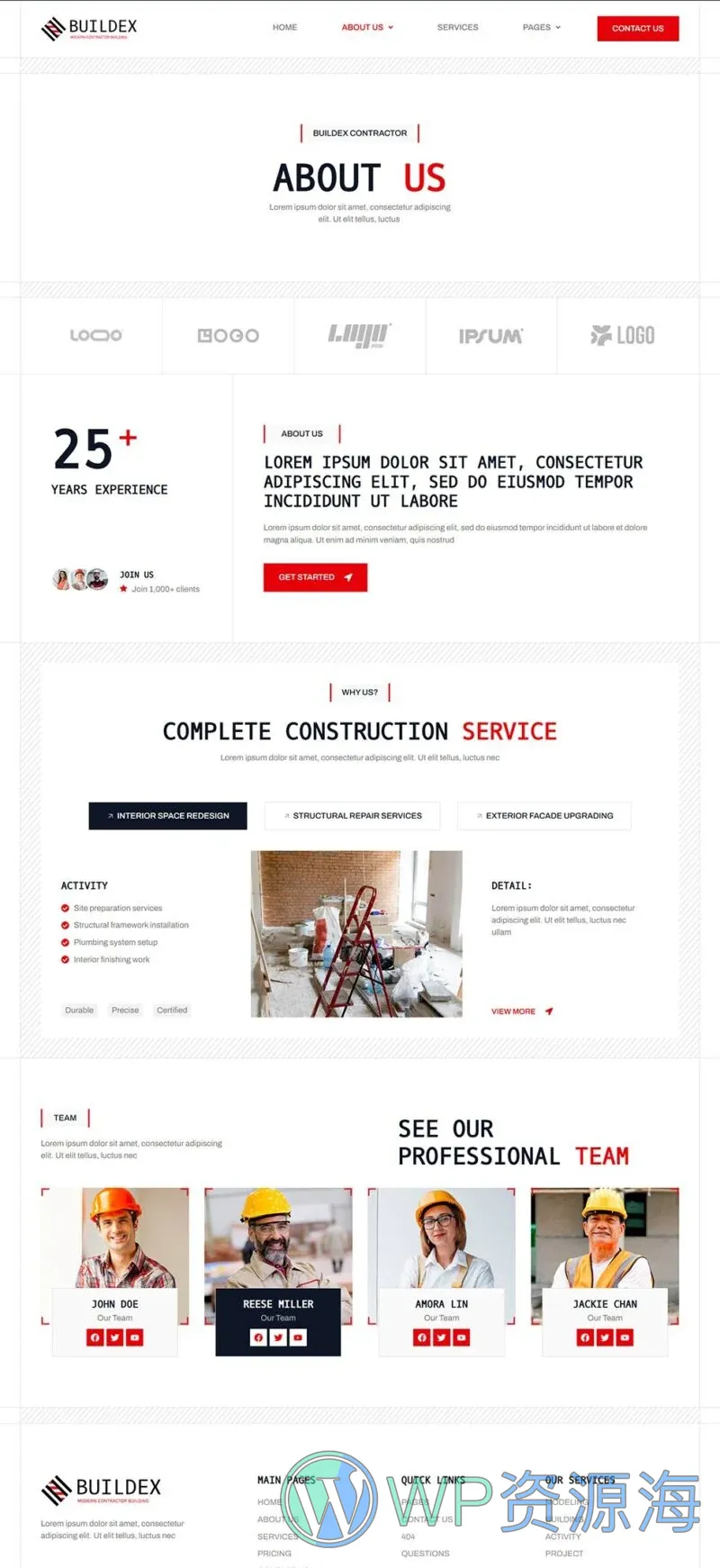 建筑地产Elementor网站模板_一键导入快速建站插图2-WP资源海 建筑/地产 Elementor 模板关于我们预览