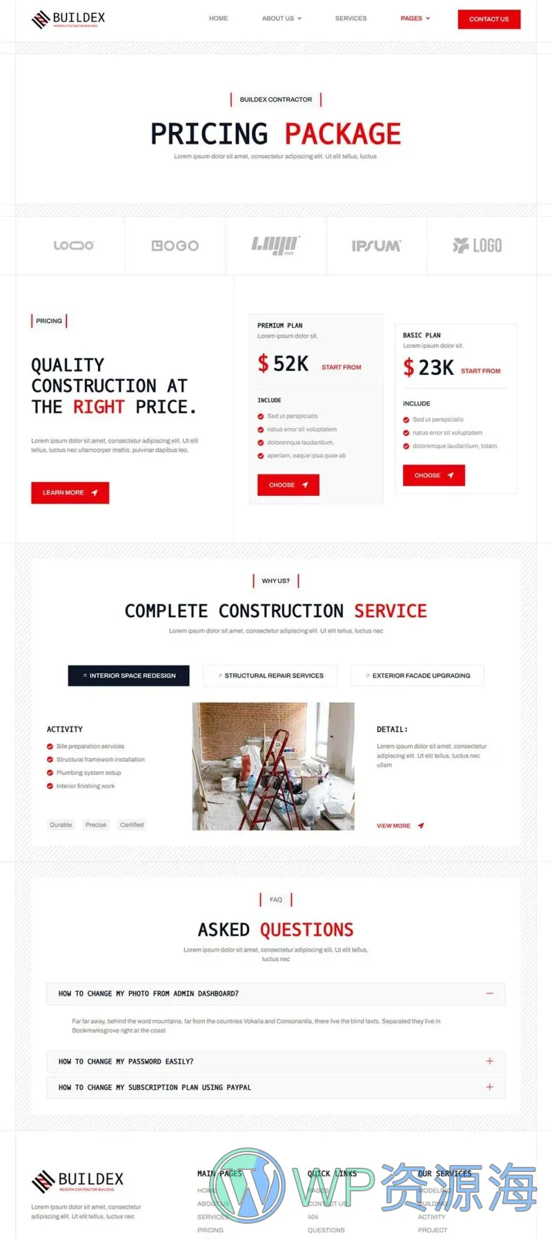 建筑地产Elementor网站模板_一键导入快速建站插图5-WP资源海 建筑/地产 Elementor 模板价格页面预览
