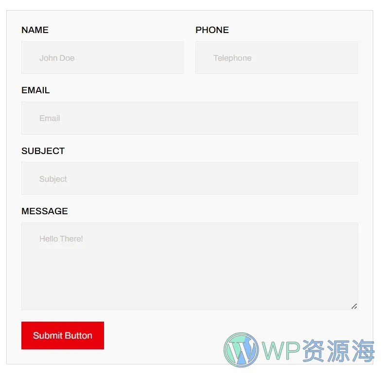 建筑地产Elementor网站模板_一键导入快速建站插图7-WP资源海 建筑/地产 Elementor 模板联系表单预览