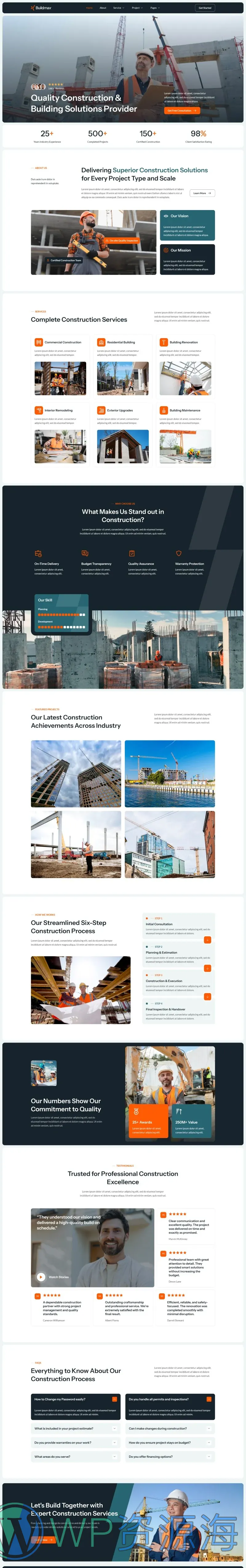 建筑施工承包Elementor网站模板_一键导入快速建站插图1-WP资源海 建筑/地产 Elementor 模板首页预览