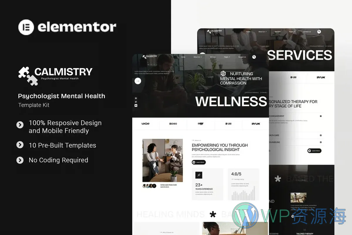 心理咨询与心理健康Elementor网站模板_一键导入快速建站插图-WP资源海 健康/医药 Elementor 网站模板封面