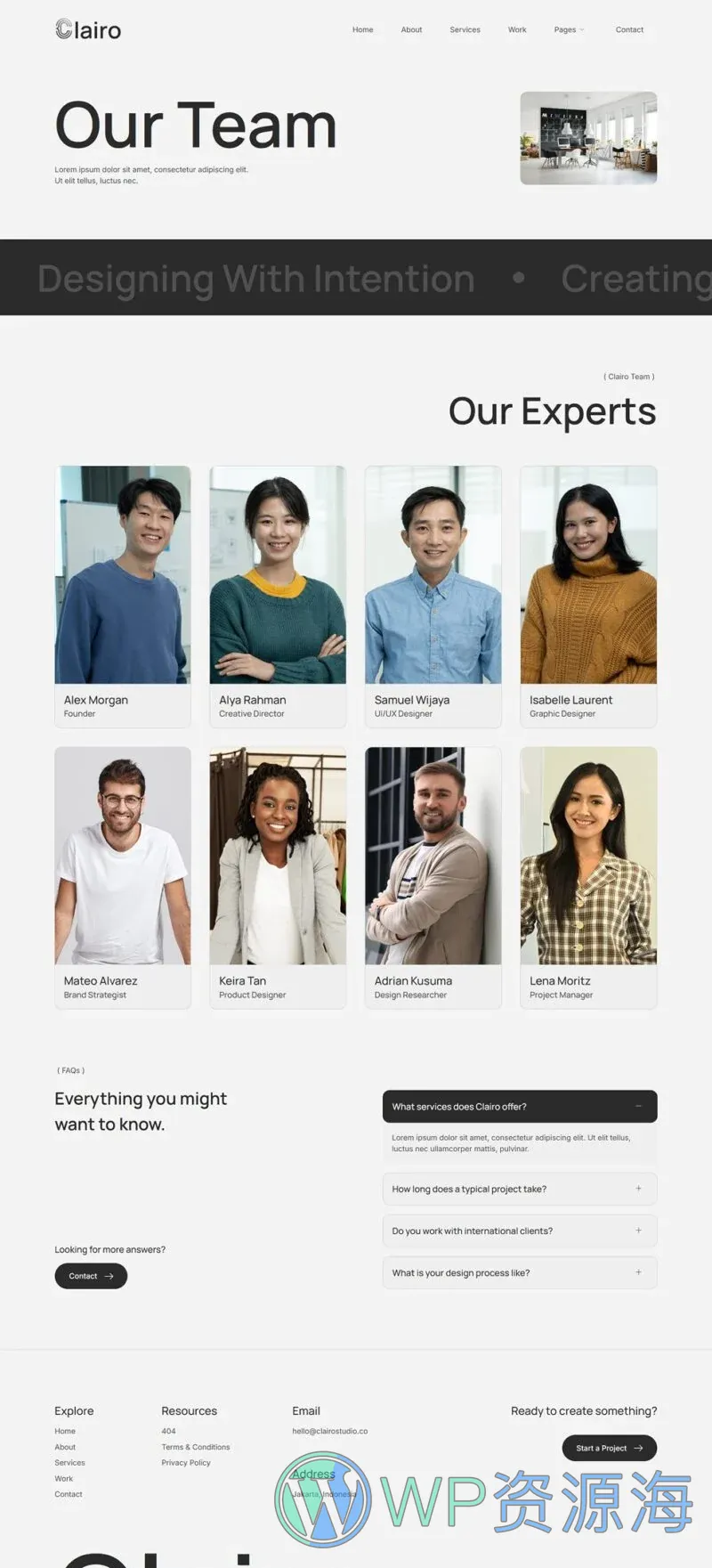 艺术设计Elementor网站模板_一键导入快速建站插图5-WP资源海 艺术/设计 Elementor 模板团队页面预览