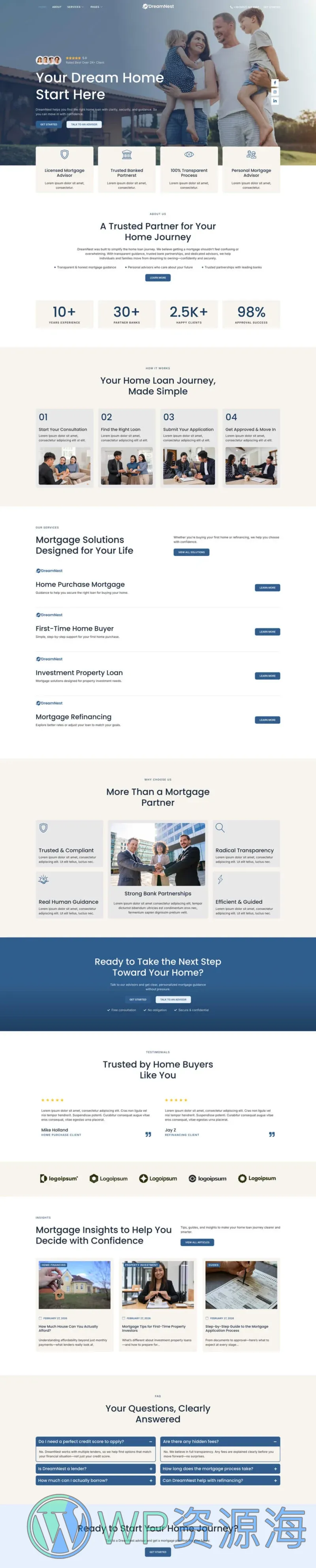 金融/投资 Elementor 模板首页预览