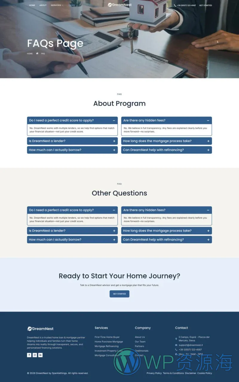 金融/投资 Elementor 模板常见问题预览
