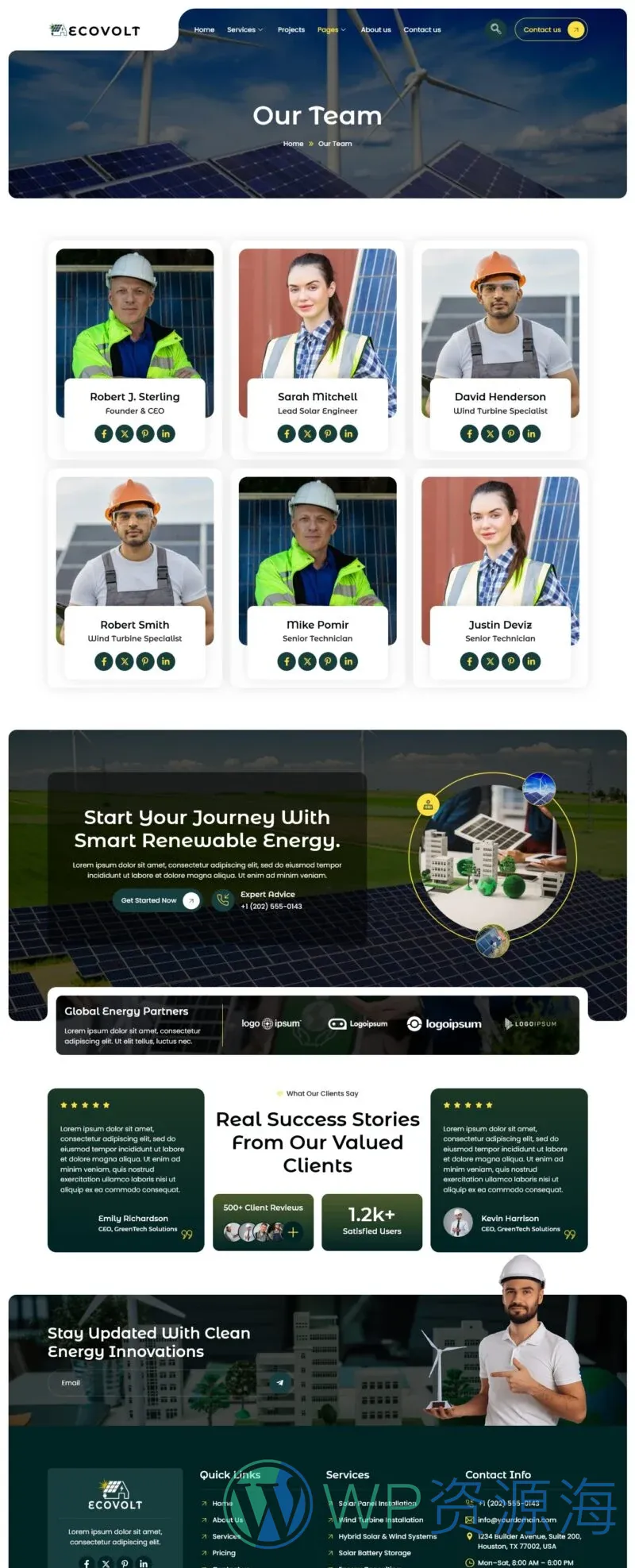 工业/工厂 Elementor 模板团队页面预览