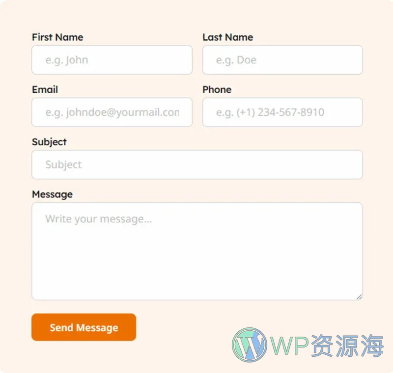 在线课程教育培训Elementor网站模板_一键导入快速建站插图6-WP资源海 教育/培训 Elementor 模板联系表单预览