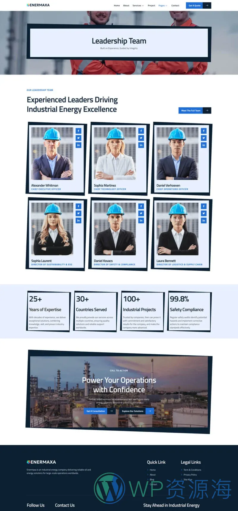 工业/工厂 Elementor 模板团队页面预览