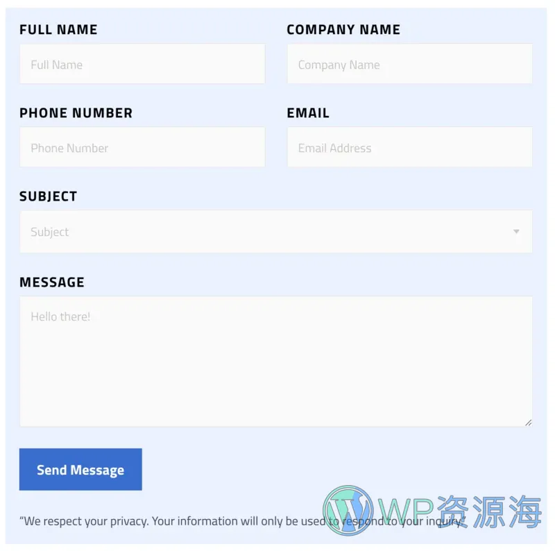 工业/工厂 Elementor 模板联系表单预览