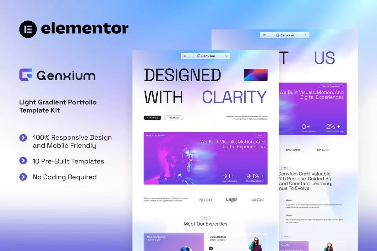个人作品集Elementor网站模板_一键导入快速建站