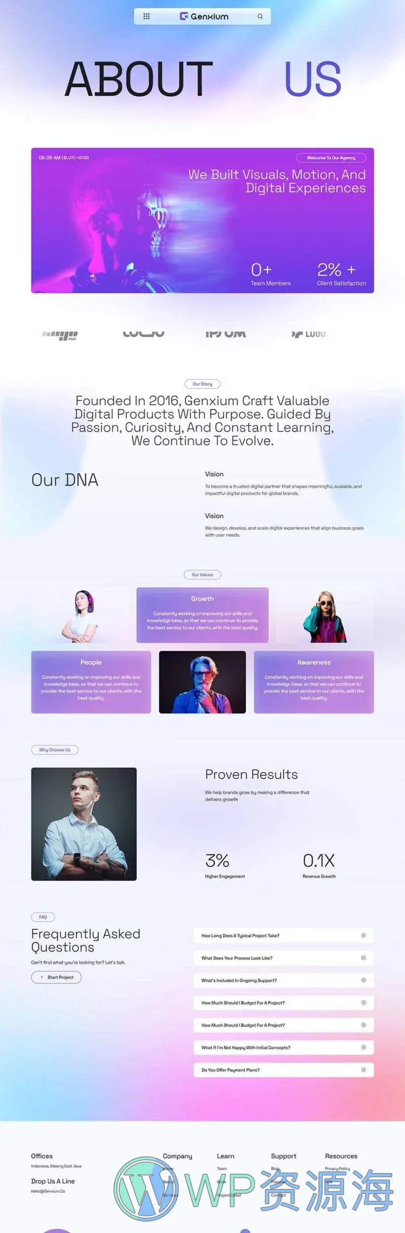 个人作品集Elementor网站模板_一键导入快速建站插图2-WP资源海 个人 Elementor 模板关于我们预览