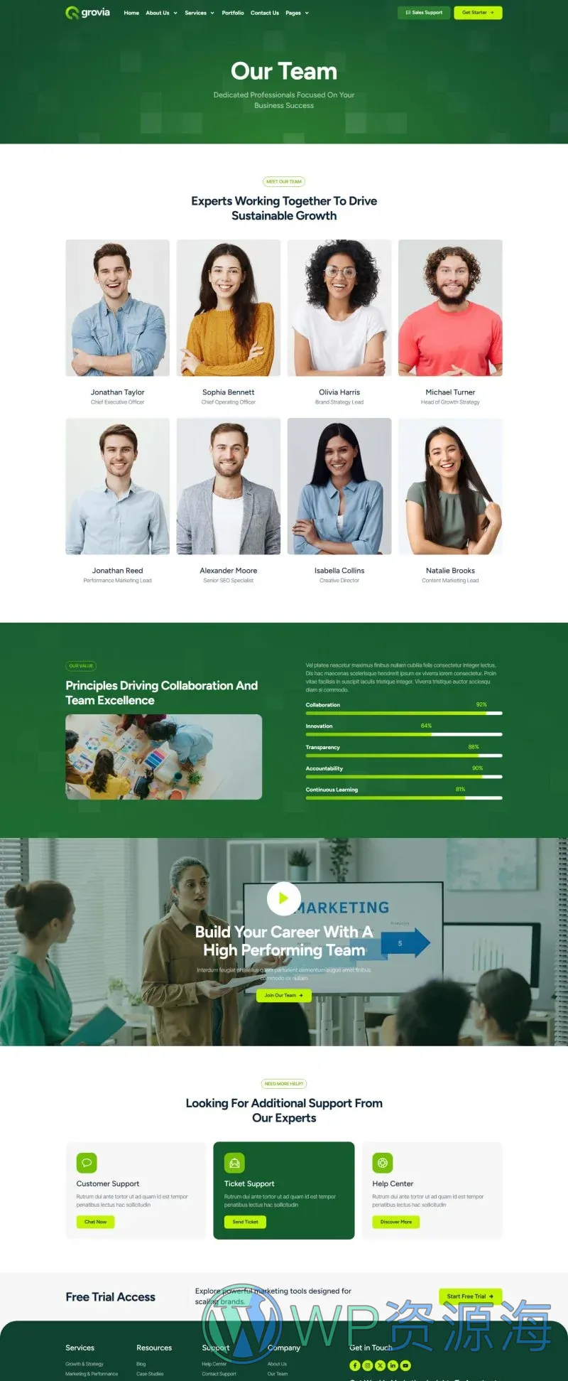 广告/营销 Elementor 模板团队页面预览