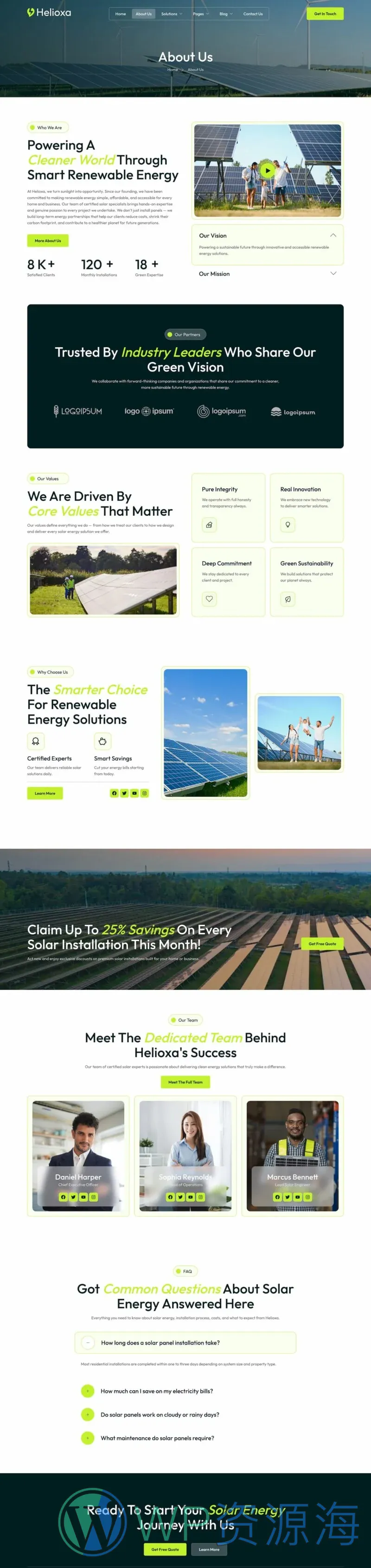 工业/工厂 Elementor 模板关于我们预览