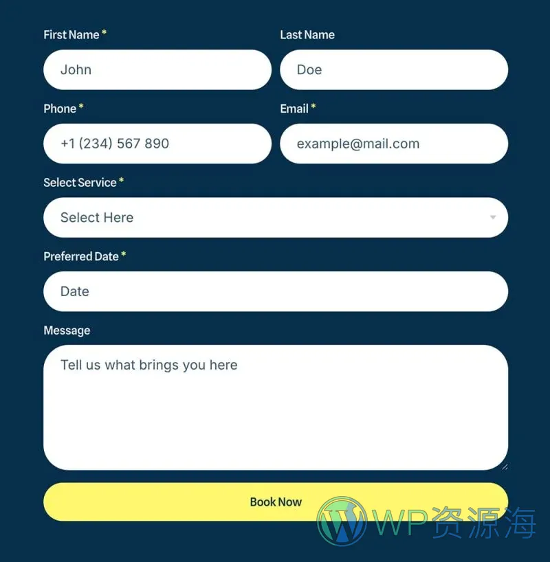 家政 Elementor 模板表单预览