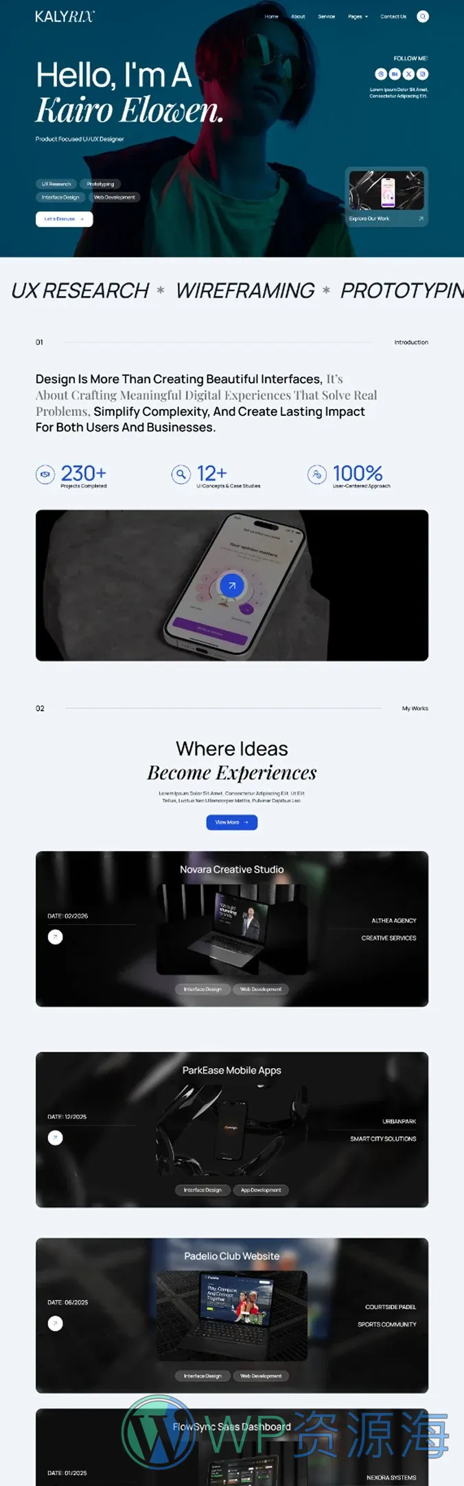 个人 Elementor 模板首页预览