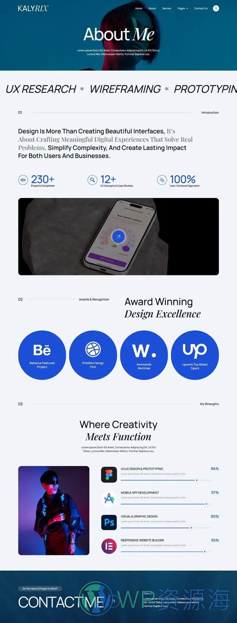 个人 Elementor 模板关于我们预览
