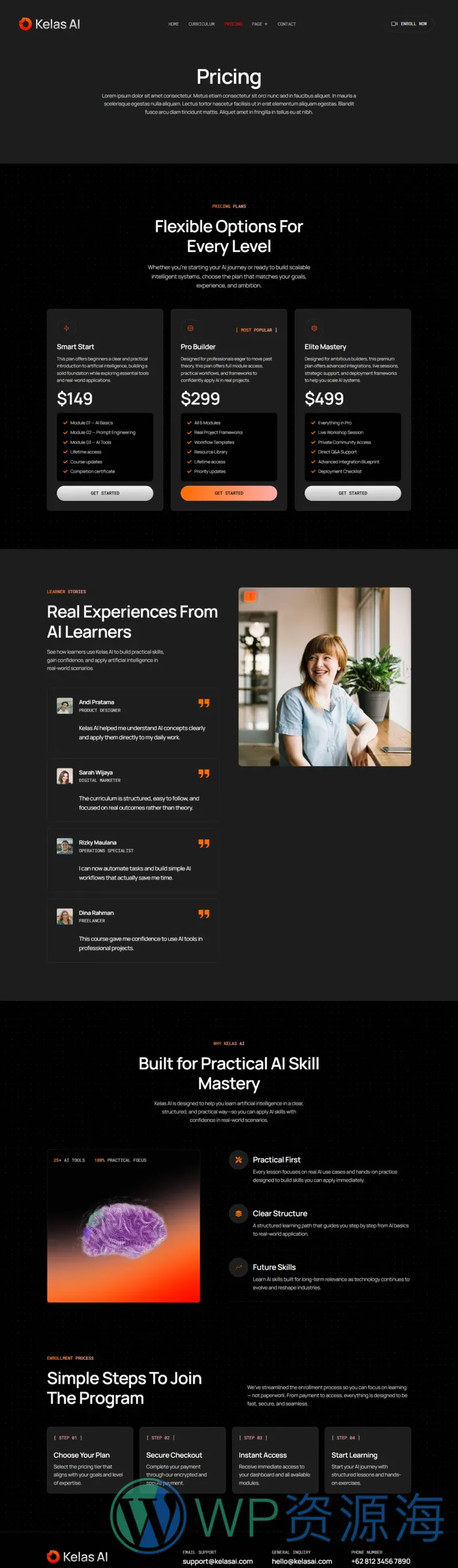 教育/培训 Elementor 模板价格页面预览