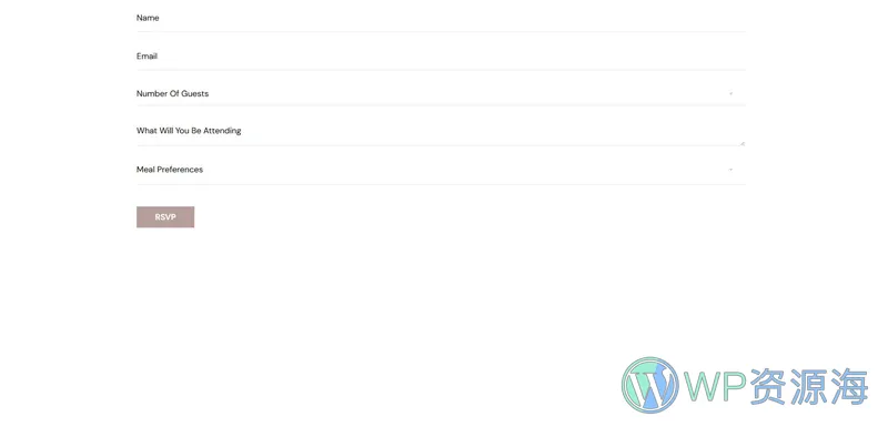 婚礼策划Elementor网站模板_一键导入快速建站插图7-WP资源海 婚礼/婚庆 Elementor 模板表单预览