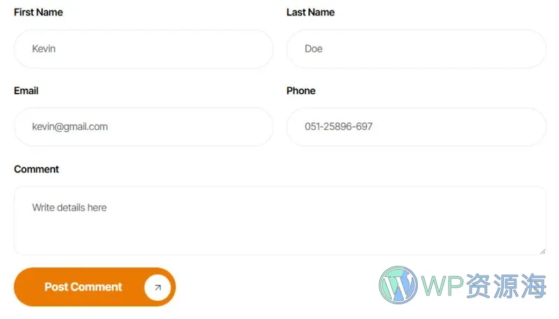 企业官网Elementor网站模板_一键导入快速建站插图6-WP资源海 企业 Elementor 模板表单预览