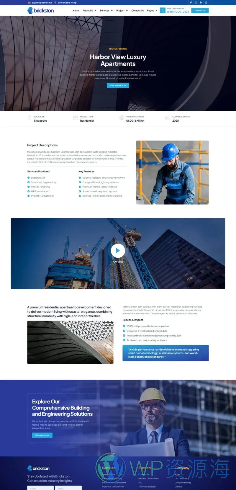 建筑施工服务Elementor网站模板_一键导入快速建站插图2-WP资源海 建筑/地产 Elementor 模板项目详情预览