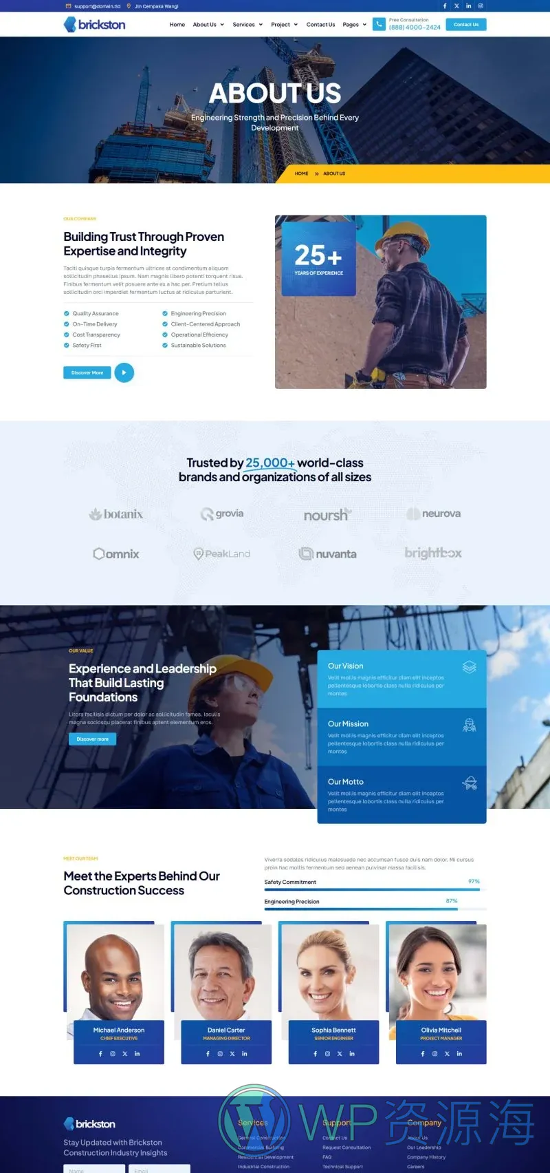 建筑施工服务Elementor网站模板_一键导入快速建站插图4-WP资源海 建筑/地产 Elementor 模板关于我们预览