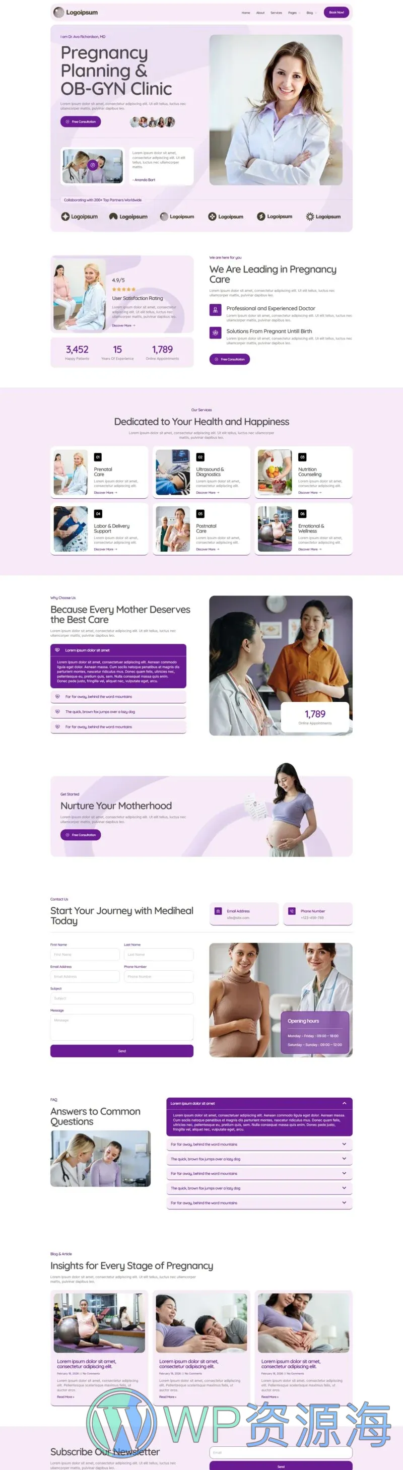 健康/医药 Elementor 模板首页预览