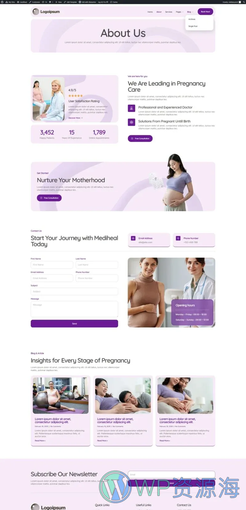 健康/医药 Elementor 模板关于我们预览