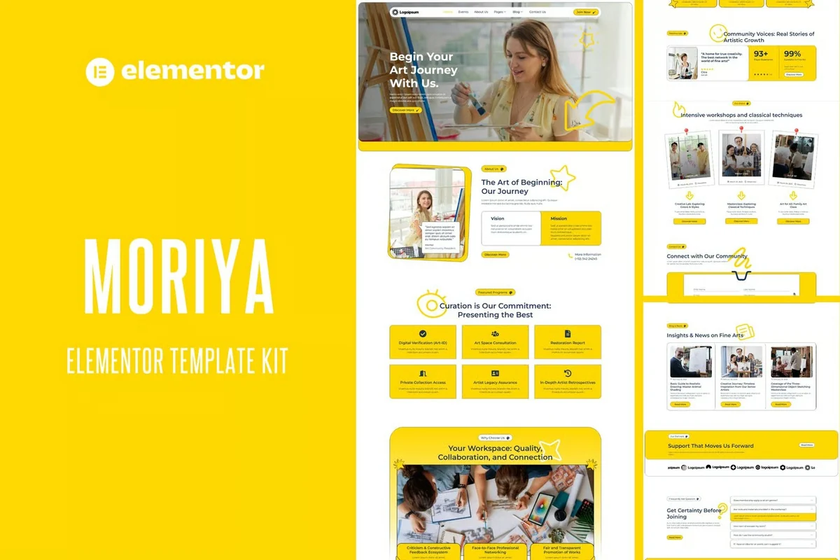 艺术社区Elementor网站模板_一键导入快速建站