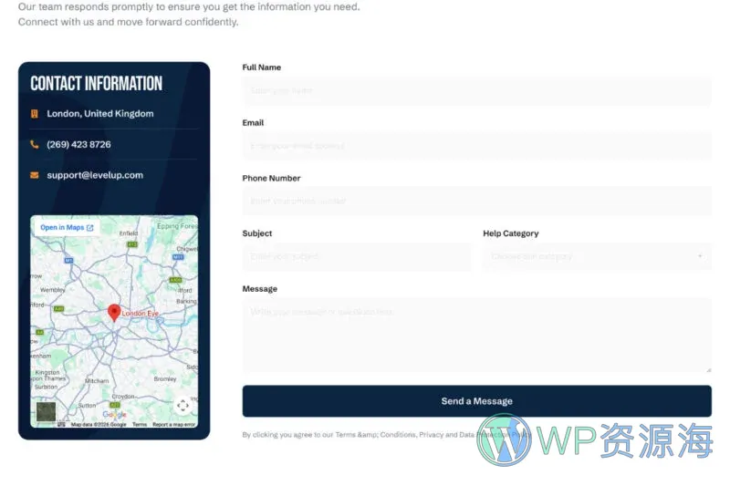 在线课程教育Elementor网站模板_一键导入快速建站插图7-WP资源海 教育/培训 Elementor 模板联系表单预览