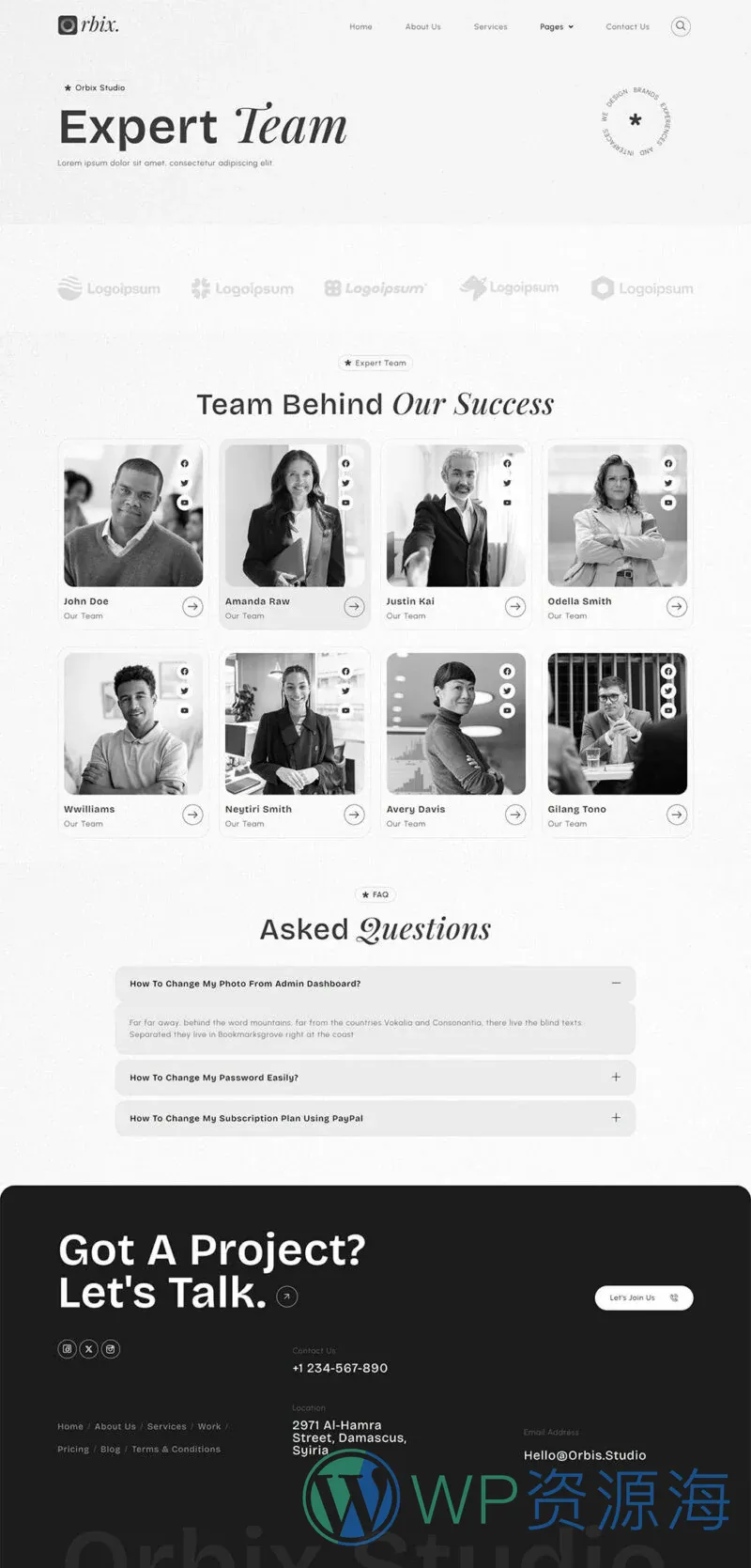 企业 Elementor 模板团队页面预览