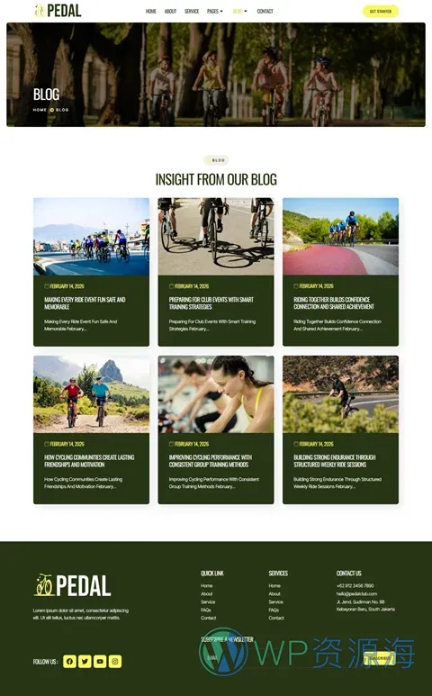 骑行俱乐部Elementor网站模板_一键导入快速建站插图4-WP资源海 运动/健身 Elementor 模板博客页面预览