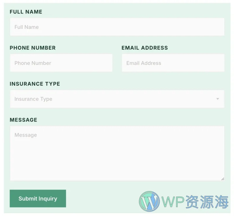 企业官网Elementor网站模板_一键导入快速建站插图7-WP资源海 企业 Elementor 模板联系表单预览