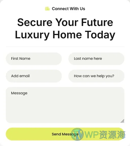 单体房产展示Elementor网站模板_一键导入快速建站插图6-WP资源海 建筑/地产 Elementor 模板联系表单预览