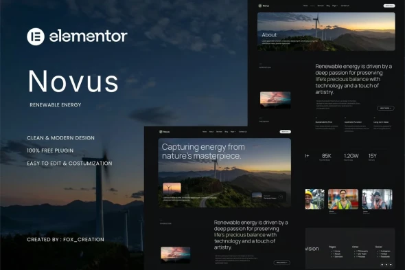 新能源Elementor网站模板_一键导入快速建站