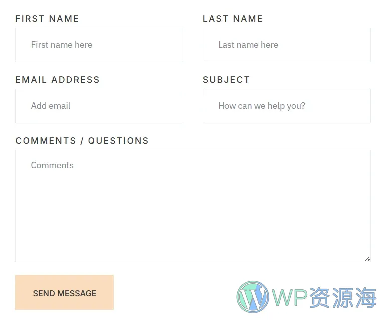 旅馆/酒店 Elementor 模板联系表单预览