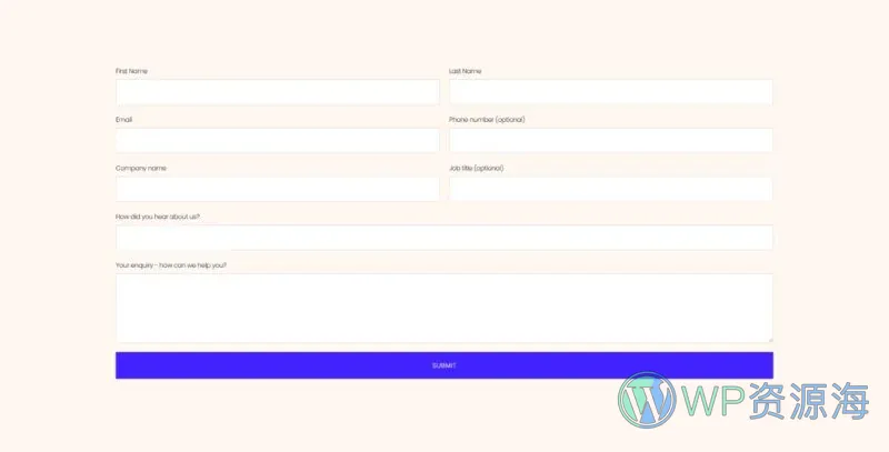 风险投资与投资机构Elementor网站模板_一键导入快速建站插图7-WP资源海 金融/投资 Elementor 模板联系表单预览