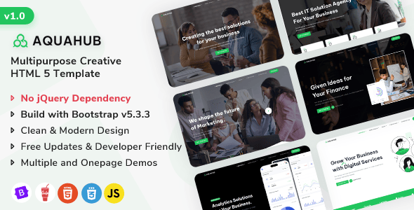 AquaHub 多用途企业 HTML5 模板