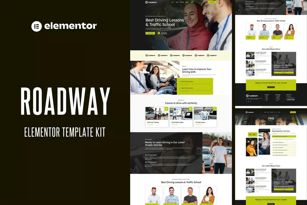 驾校课程培训Elementor网站模板_一键导入快速建站