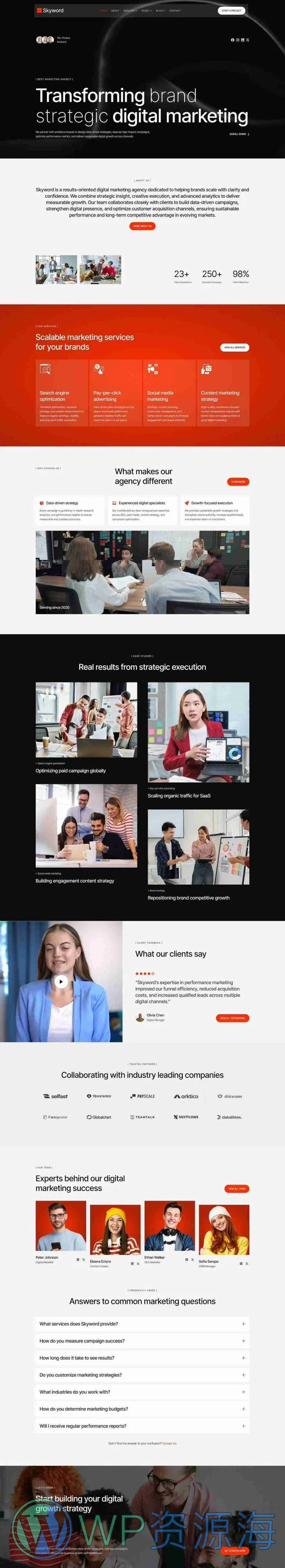 广告营销Elementor网站模板_一键导入快速建站插图1-WP资源海 广告/营销 Elementor 模板首页预览