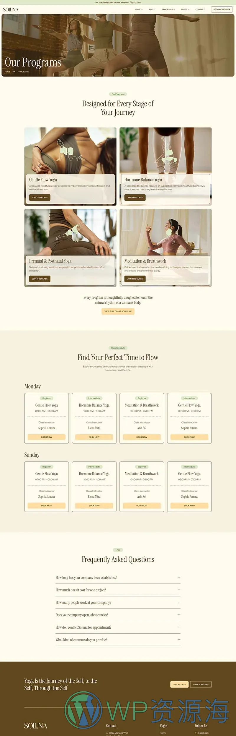瑜伽/冥想 Elementor 模板项目页面预览