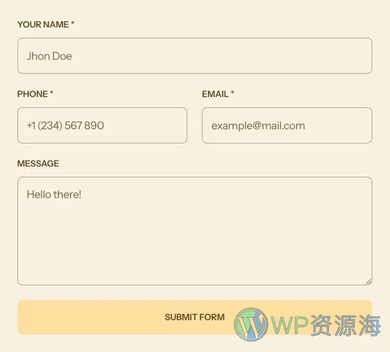 瑜伽/冥想 Elementor 模板联系表单预览