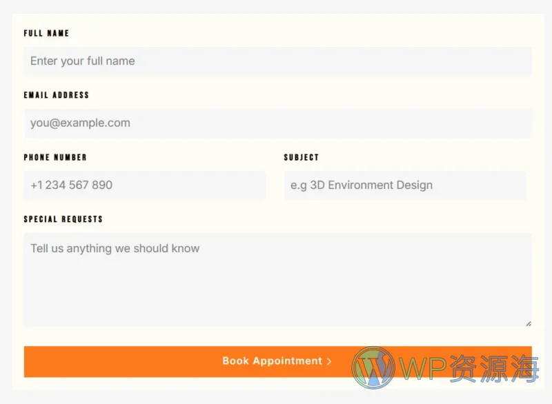 建筑工程施工Elementor网站模板_一键导入快速建站插图7-WP资源海 建筑/地产 Elementor 模板联系表单预览
