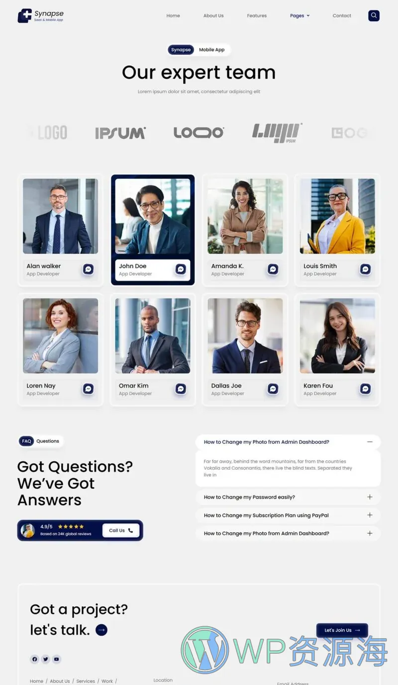 软件/开发 Elementor 模板团队页面预览