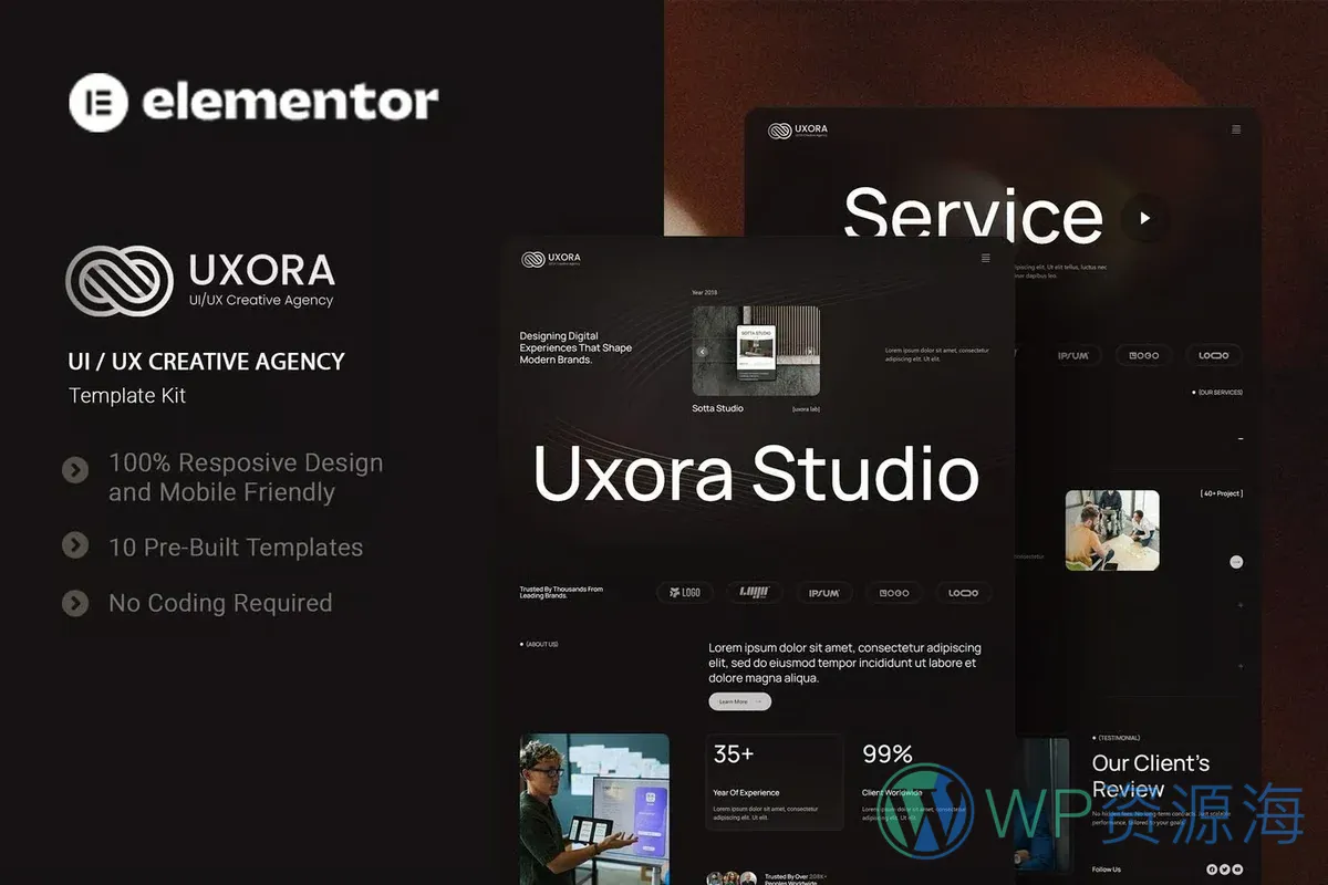 UI/UX创意设计机构Elementor网站模板_一键导入快速建站插图-WP资源海 艺术/设计 Elementor 网站模板封面