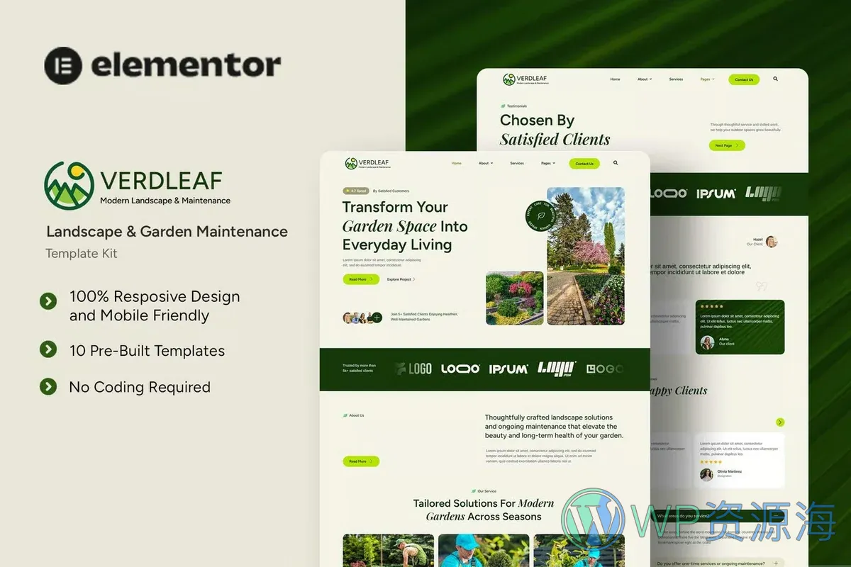 维修服务Elementor网站模板_一键导入快速建站插图-WP资源海 维修 Elementor 网站模板封面