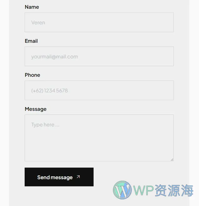 模特时尚造型服务Elementor网站模板_一键导入快速建站插图7-WP资源海 服装 Elementor 模板联系表单预览