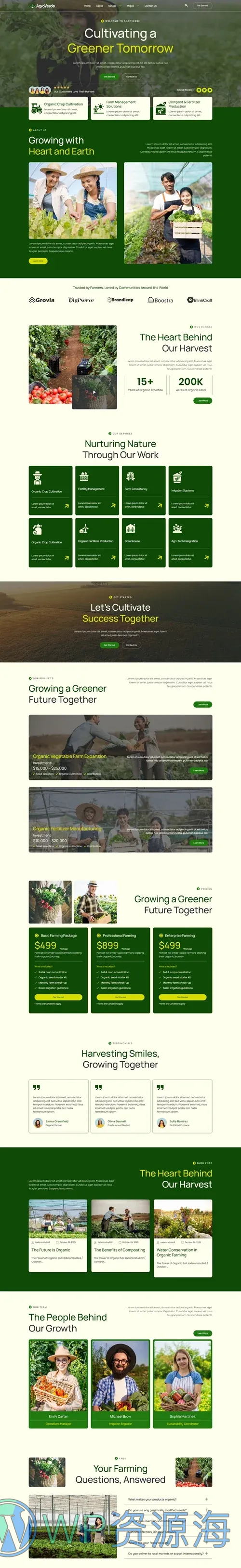 有机农业与农场Elementor网站模板_一键导入快速建站插图1-WP资源海 农业 Elementor 模板首页预览