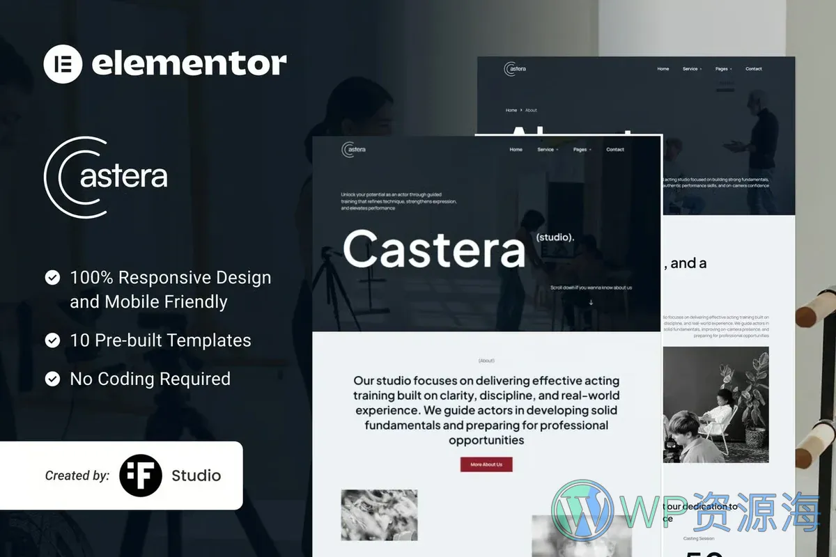 艺人选角与人才管理Elementor网站模板_一键导入快速建站插图-WP资源海 艺术/设计 Elementor 网站模板封面