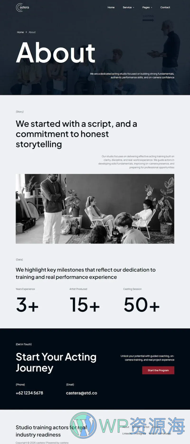 艺术/设计 Elementor 模板关于我们预览